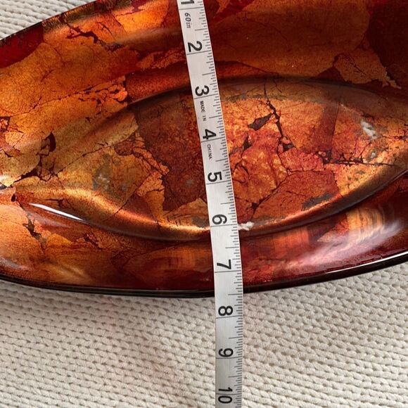 Vintage 70’s Glass Gold Leaf/Orange/ Centerpiece & Home Decor - Picture 16 of 16